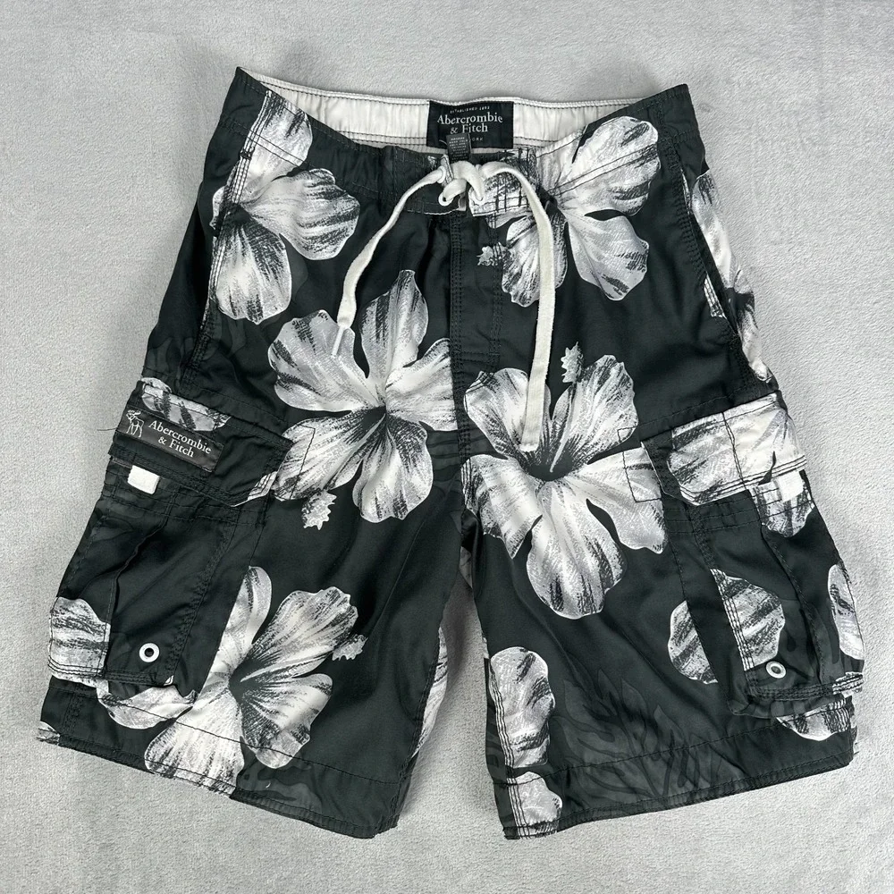 Abercrombie & Fitch Swim Shorts Mens‎ Medium Floral Gray Board Shorts Casual